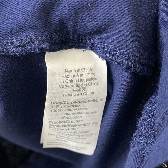 J Crew crocheted tank top with plain jersey back Navy blue Size medium - Picture 3 of 5